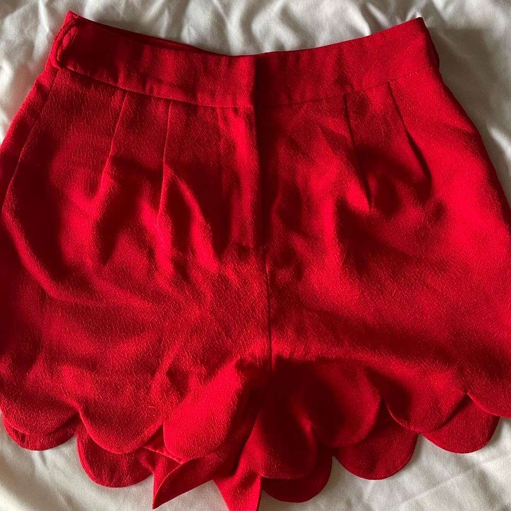 Red Scalloped Shorts Size Small